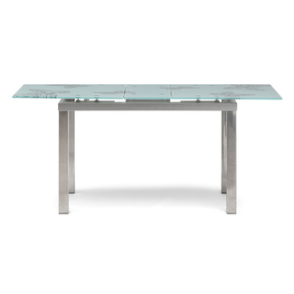 Mesa Comedor Cristal y Acero 140x85x75cm Extensible a 170 cm 