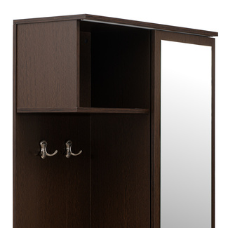 Mueble de Entrada, Armario Recibidor, Colgador Espejo y Zapatero Blanco y Wengué 