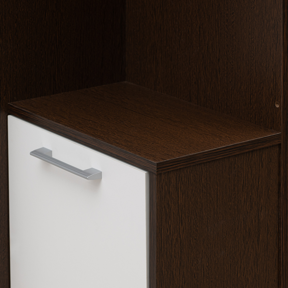 Mueble de Entrada, Armario Recibidor, Colgador Espejo y Zapatero Blanco y Wengué 