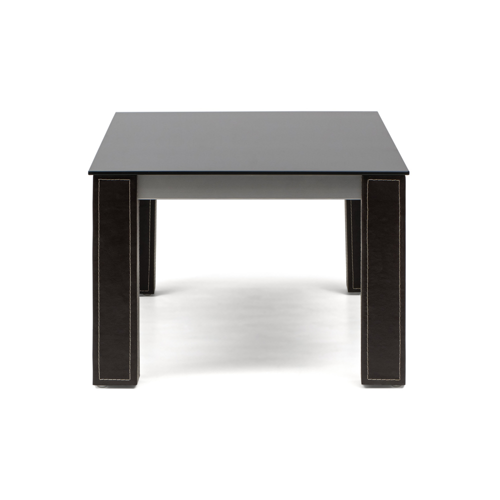 Mesa de Centro Sobre Cristal Patas Forradas en Cuero Marrón 110 x 60 x 42 cm