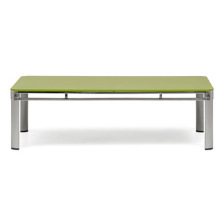 Mesa de Centro de Metal Cromado y Sobre de Cristal Verde 130 x 70 x 38 cm 