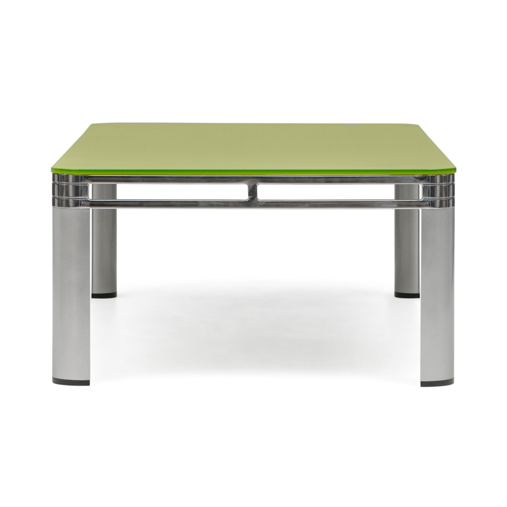 Mesa de Centro de Metal Cromado y Sobre de Cristal Verde 130 x 70 x 38 cm 