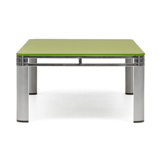 Mesa de Centro de Metal Cromado y Sobre de Cristal Verde 130 x 70 x 38 cm 