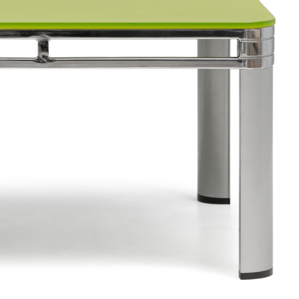 Mesa de Centro de Metal Cromado y Sobre de Cristal Verde 130 x 70 x 38 cm 