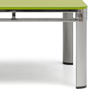 Mesa de Centro de Metal Cromado y Sobre de Cristal Verde 130 x 70 x 38 cm 