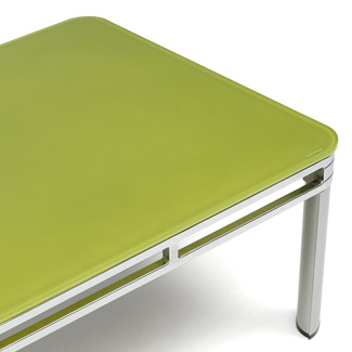 Mesa de Centro de Metal Cromado y Sobre de Cristal Verde 130 x 70 x 38 cm 