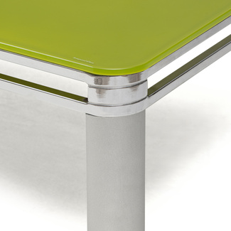 Mesa de Centro de Metal Cromado y Sobre de Cristal Verde 130 x 70 x 38 cm 