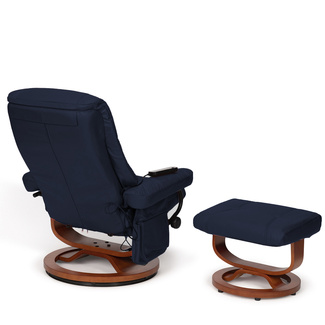 Sillón Reclinable con Vibración 2510 y Reposapiés en Piel Azul 