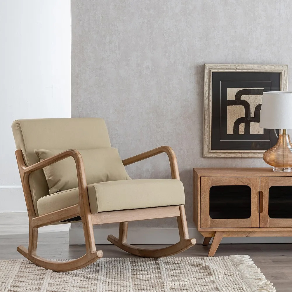 Mecedora de Madera de Caucho 88 x 66 x 80 cm 