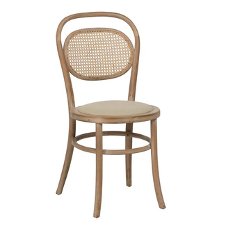 Silla de Madera de Caucho Asiento de Tejido 41 x 41 x 89 cm 