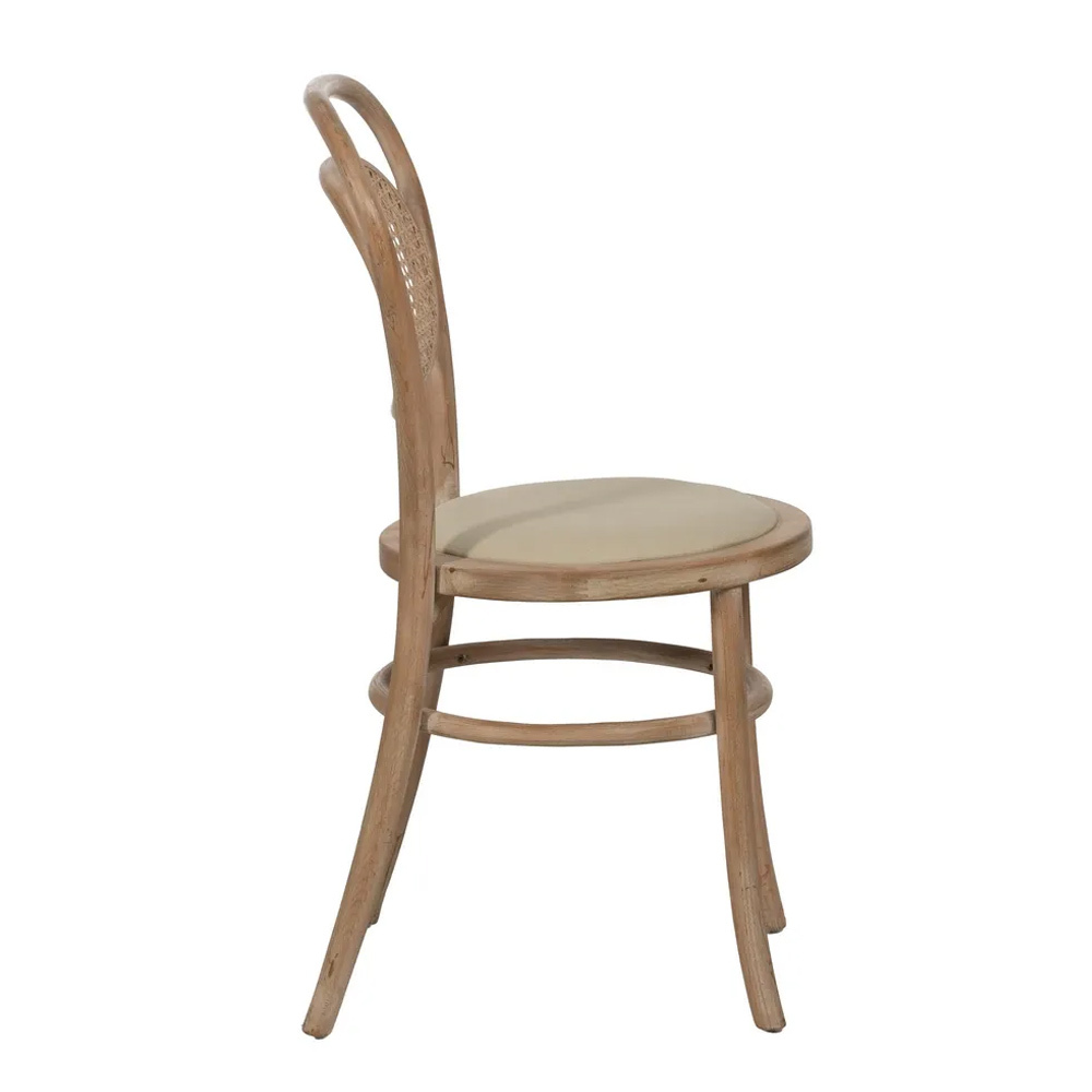 Silla de Madera de Caucho Asiento de Tejido 41 x 41 x 89 cm 