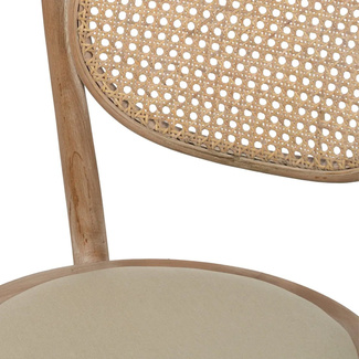 Silla de Madera de Caucho Asiento de Tejido 41 x 41 x 89 cm 