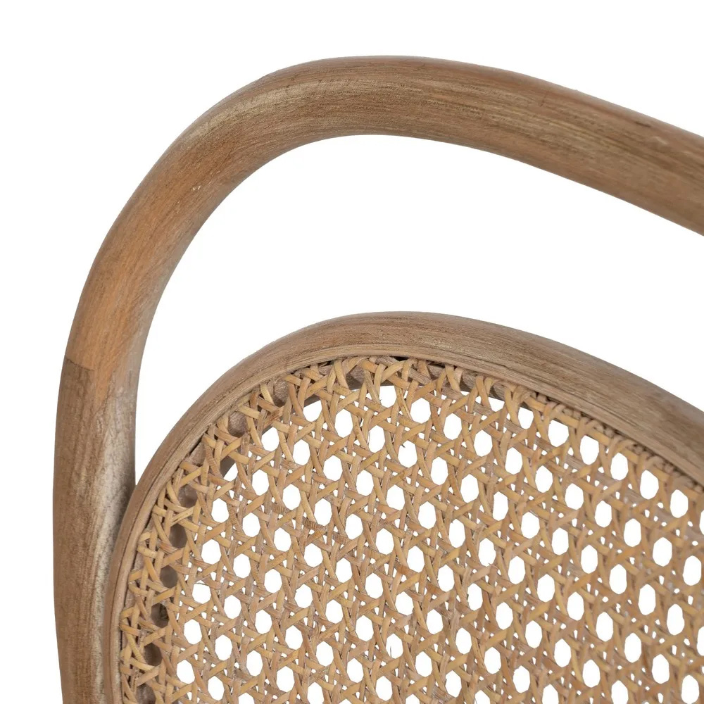 Silla de Madera de Caucho Asiento de Tejido 41 x 41 x 89 cm 