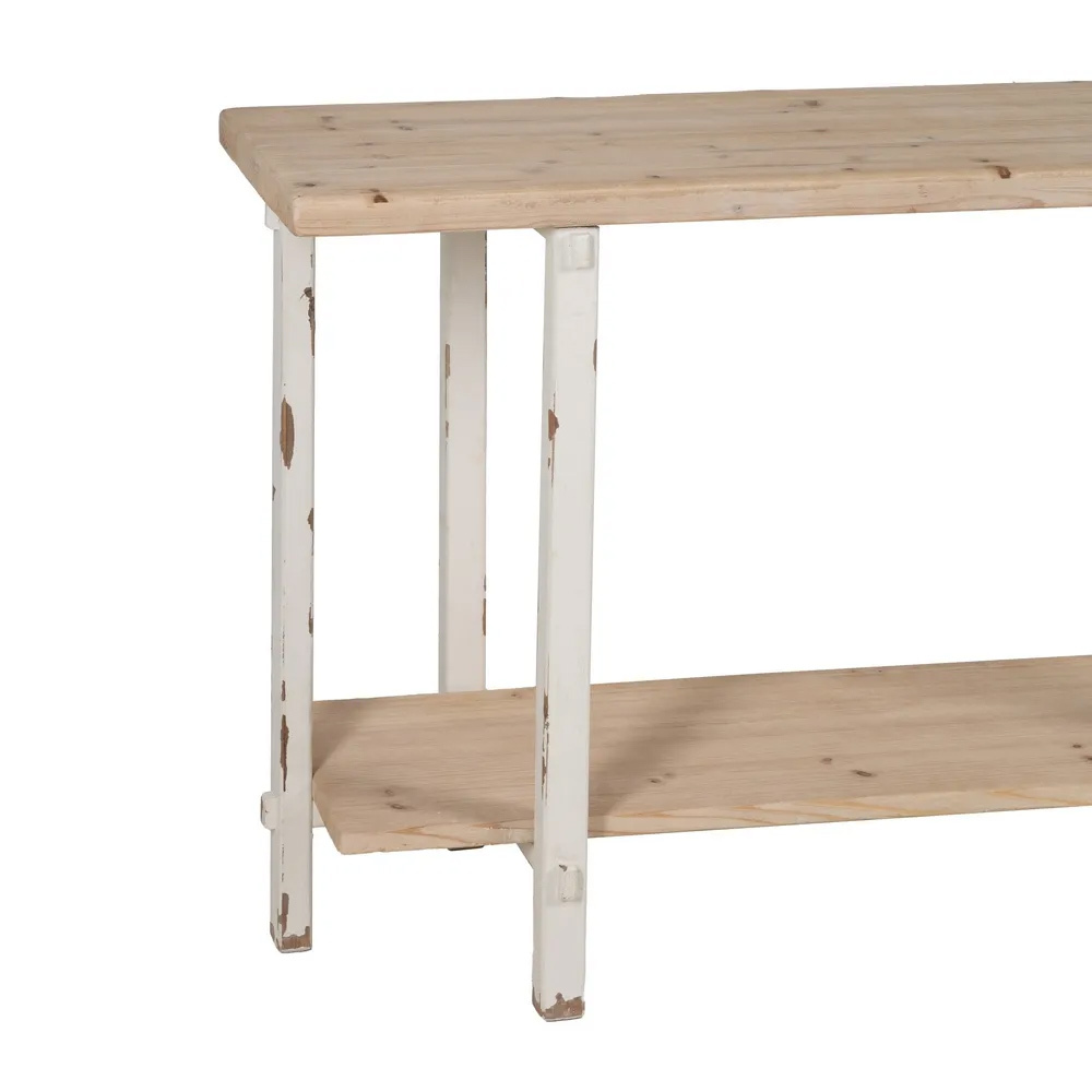 Consola de Madera de Abeto Blanco Natural 40 x 120 x 80 cm 