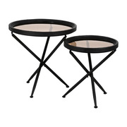Set 2 Mesitas Auxiliares Cristal Templado 64 x 64 x 64 cm 