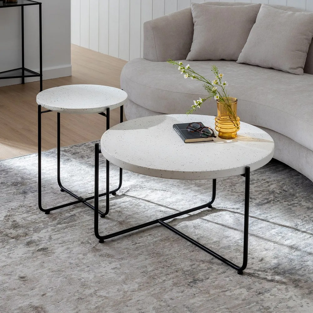 Mesa de Centro de Magnesio Blanco Negro 68 x 68 x 44 cm 