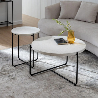 Mesa de Centro de Magnesio Blanco Negro 68 x 68 x 44 cm 