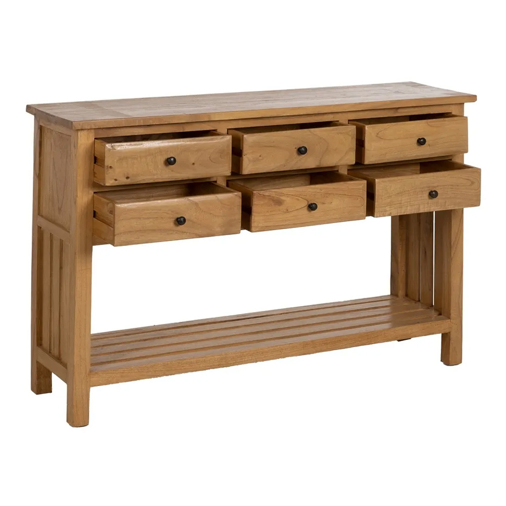 Consola de Madera de Mindi 6 Cajones 35 x 130 x 85 cm 