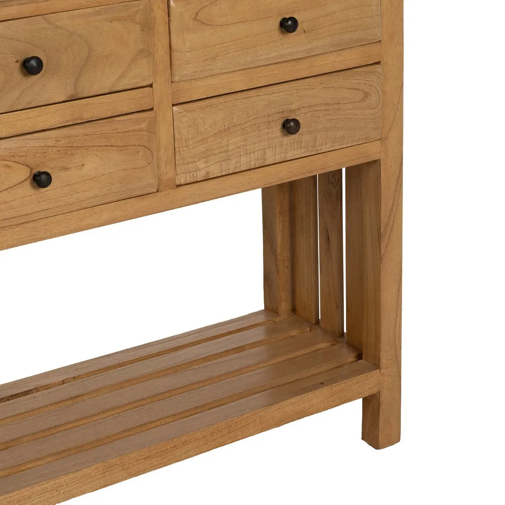 Consola de Madera de Mindi 6 Cajones 35 x 130 x 85 cm 