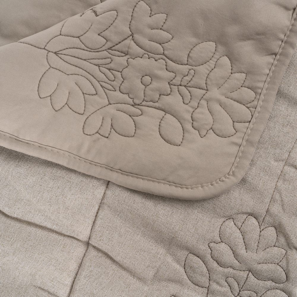 Colcha Dormitorio Tejido de Poliéster Taupe 