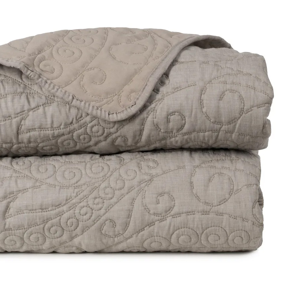 Colcha Dormitorio Tejido Mixto Poliéster Algodón Taupe 