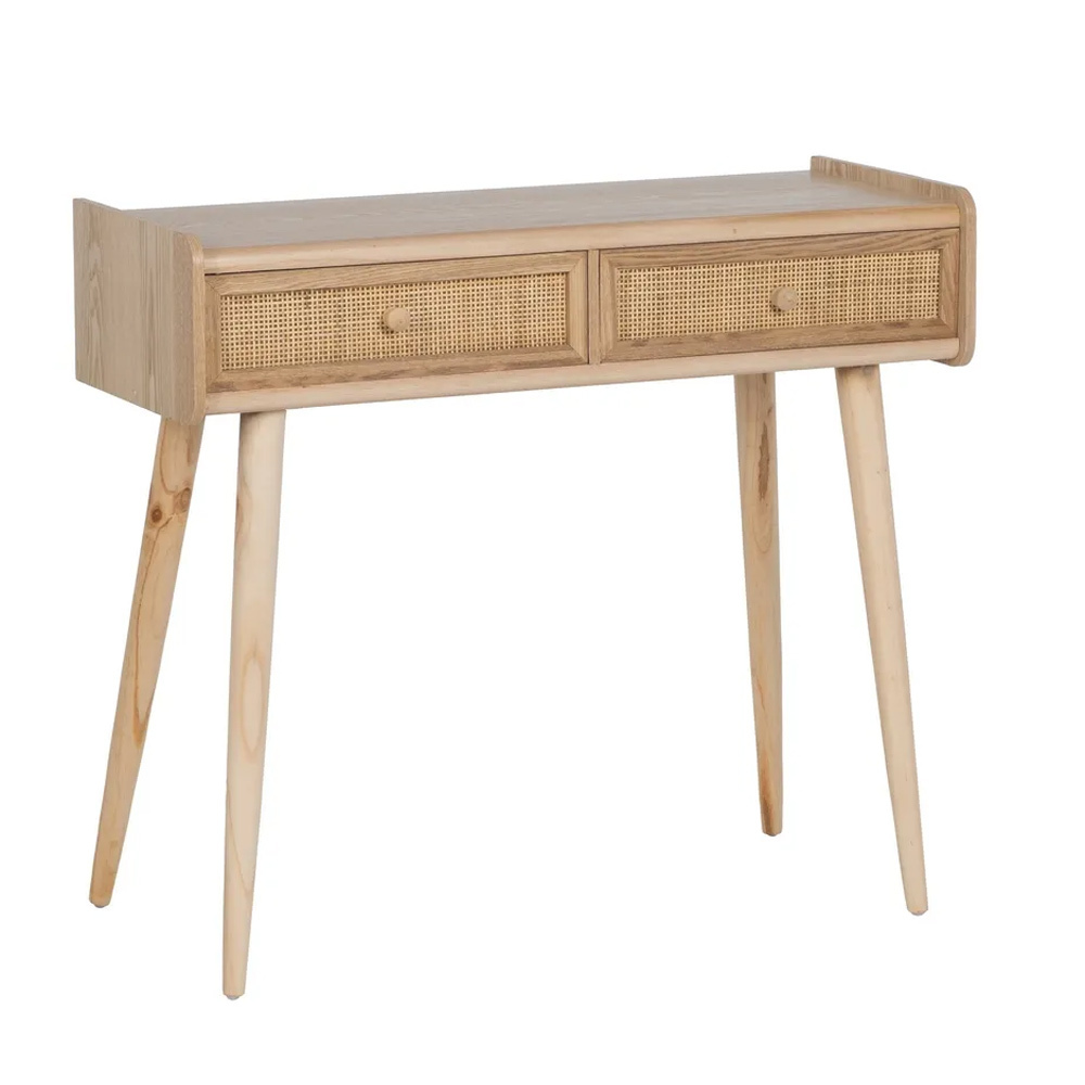 Consola Samir de Madera de Paulonia Natural 2 Cajones 35 x 90 x 78 cm 