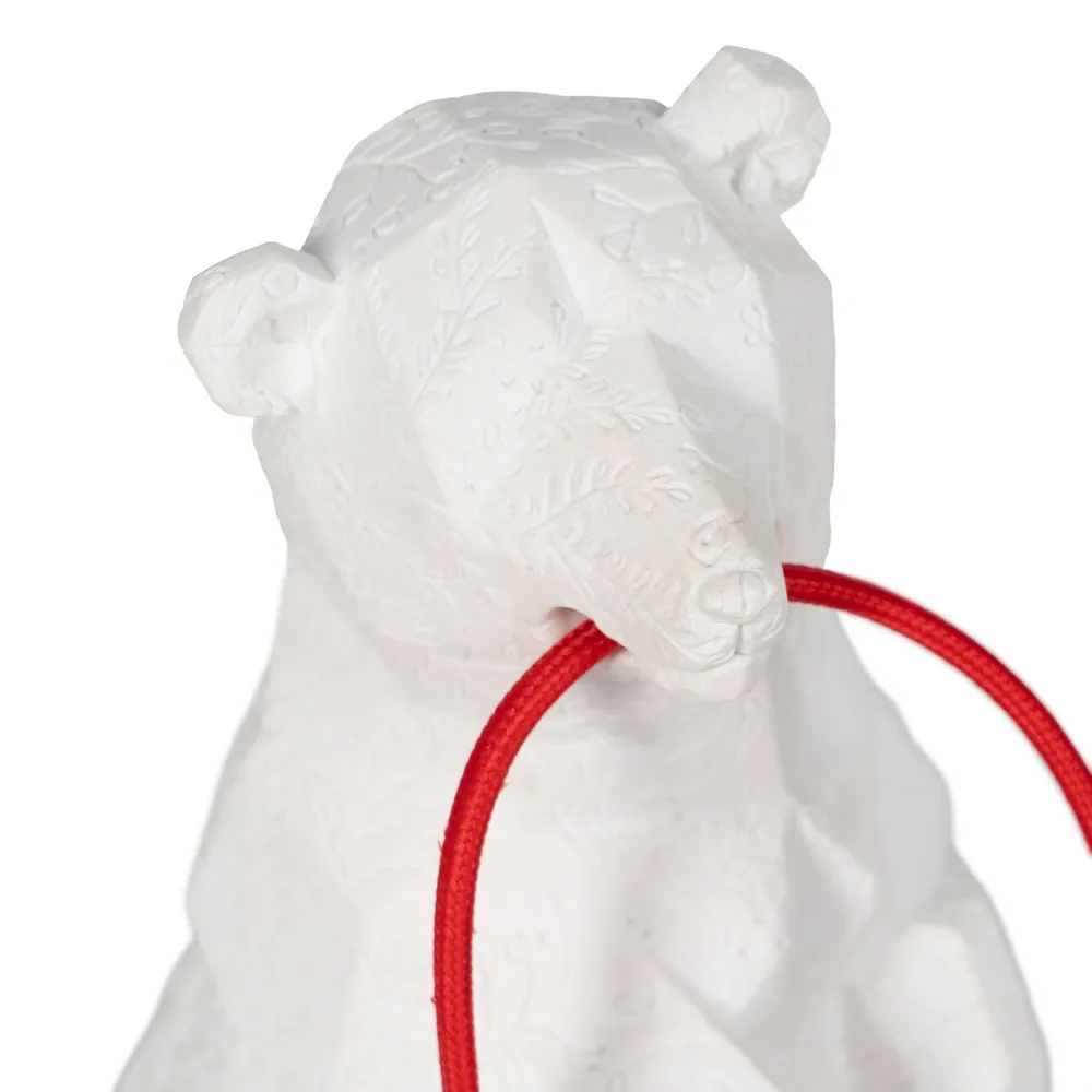 Lámpara de Mesa Oso Blanco de Poliresina 15 x 16 x 25 cm 