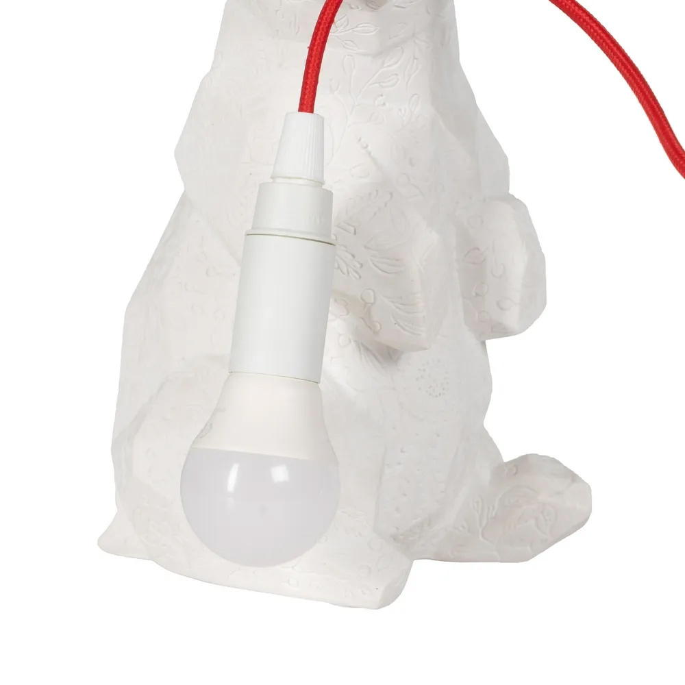 Lámpara de Mesa Oso Blanco de Poliresina 15 x 16 x 25 cm 