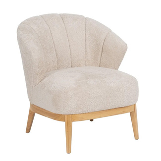 Sillón Madera de Caucho y Tejido Crema 75 x 71 x 76 cm 