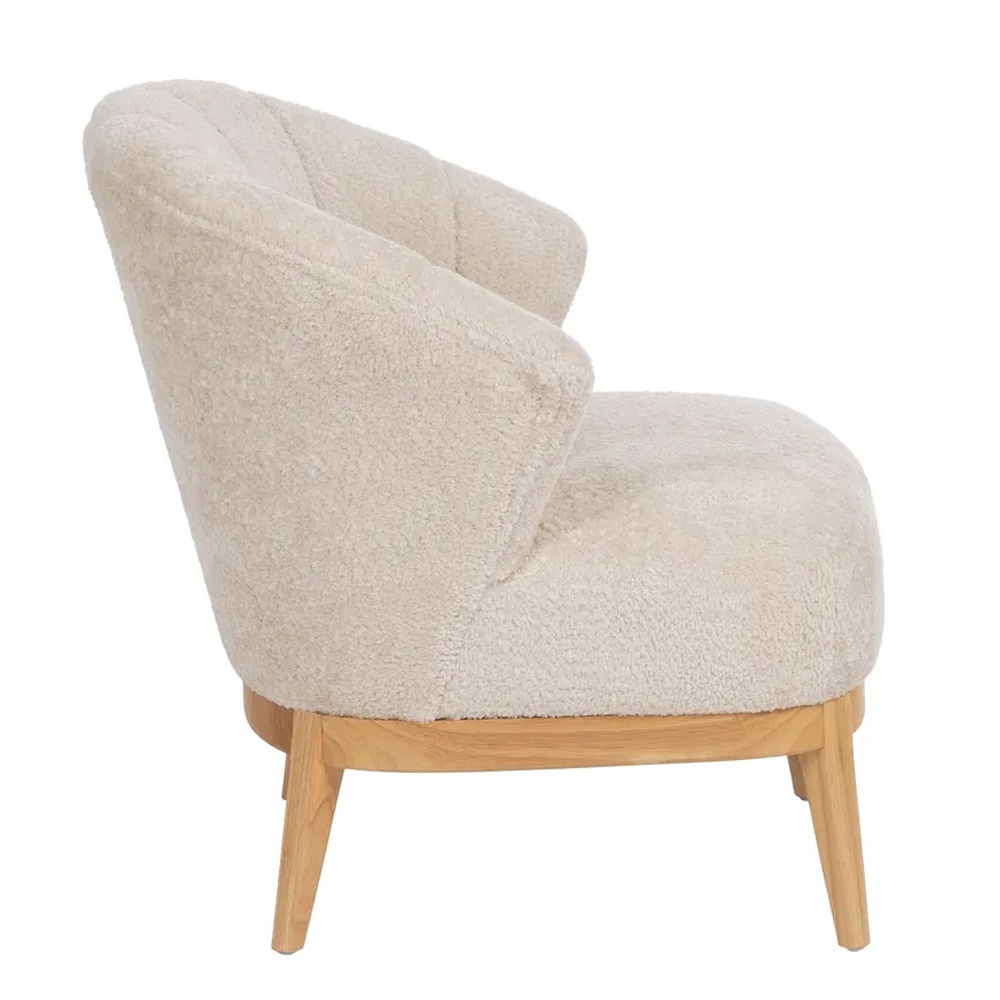 Sillón Madera de Caucho y Tejido Crema 75 x 71 x 76 cm 