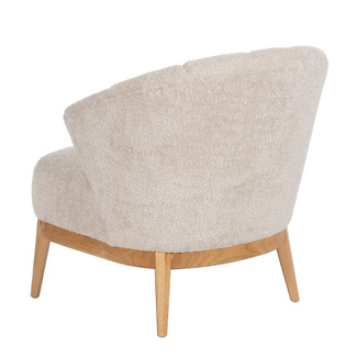 Sillón Madera de Caucho y Tejido Crema 75 x 71 x 76 cm 