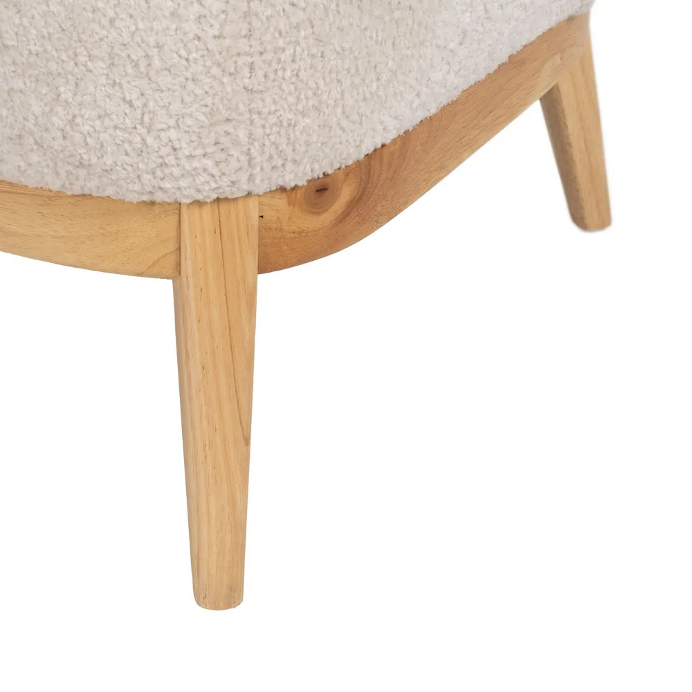 Sillón Madera de Caucho y Tejido Crema 75 x 71 x 76 cm 