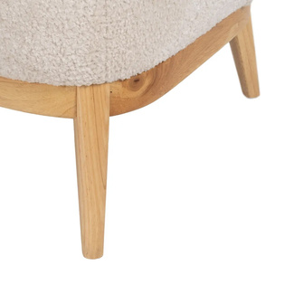 Sillón Madera de Caucho y Tejido Crema 75 x 71 x 76 cm 
