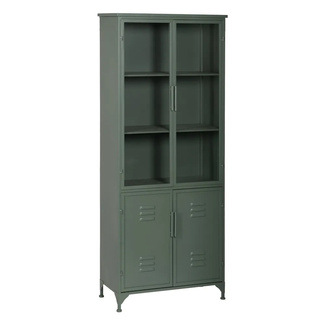 Vitrina Industrial de Hierro Verde 4 Puertas 35 x 72 x 178 cm 