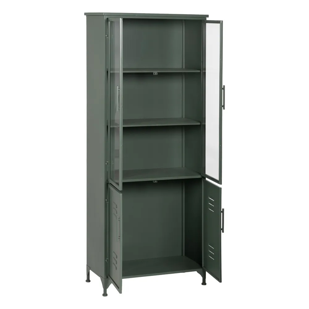 Vitrina Industrial de Hierro Verde 4 Puertas 35 x 72 x 178 cm 