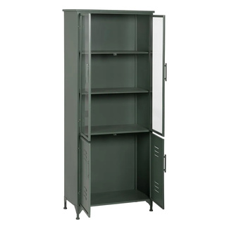 Vitrina Industrial de Hierro Verde 4 Puertas 35 x 72 x 178 cm 