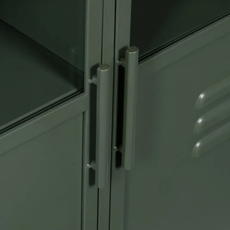 Vitrina Industrial de Hierro Verde 4 Puertas 35 x 72 x 178 cm 