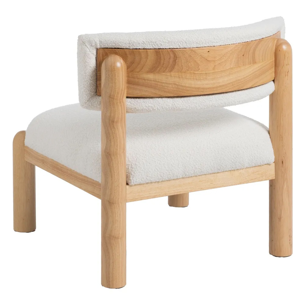 Sillón de Madera de Caucho y Poliéster Blanco 62 x 62 x 71 cm 