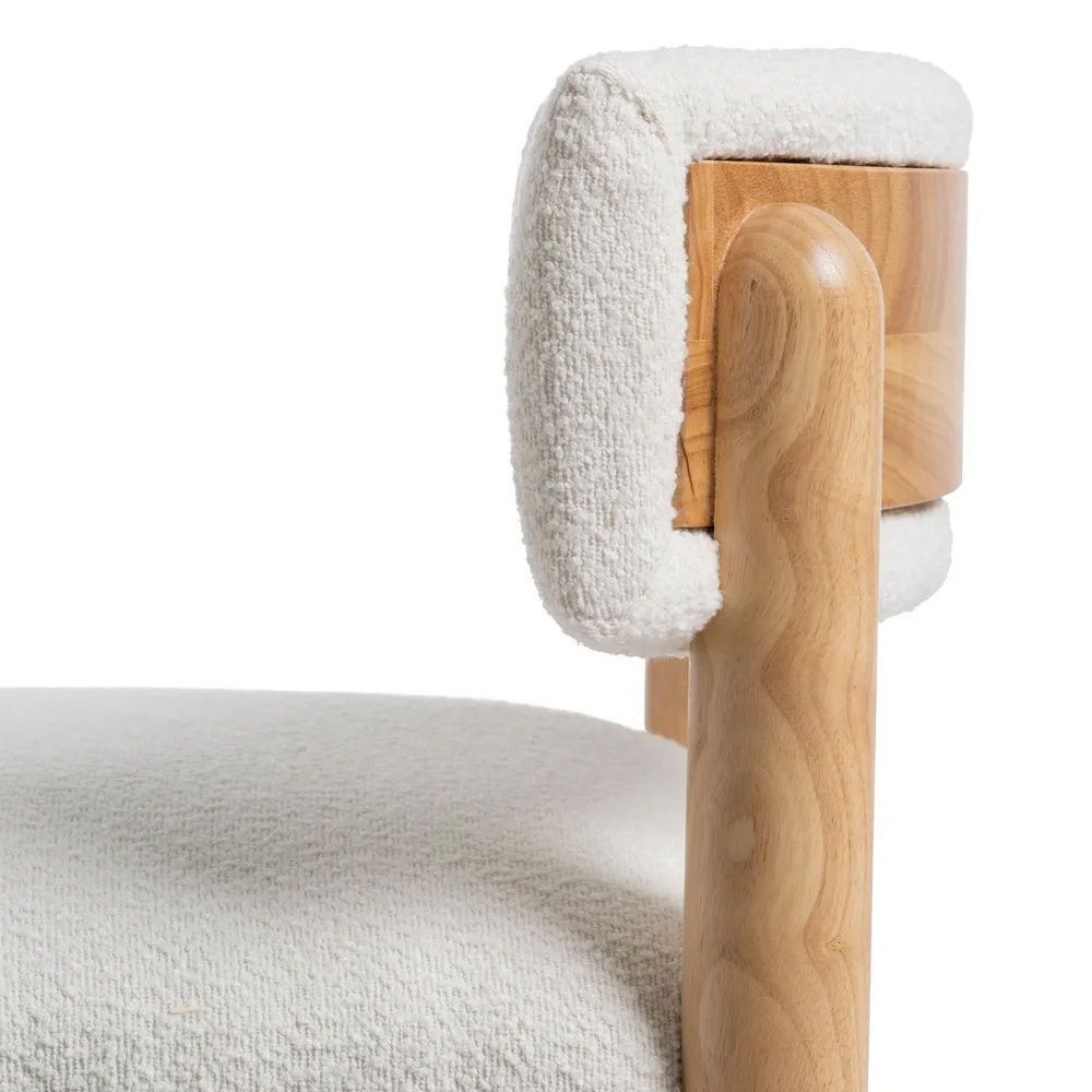 Sillón de Madera de Caucho y Poliéster Blanco 62 x 62 x 71 cm 