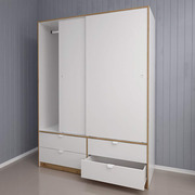 Armario 2 Puertas 4 Cajones Blanco Liso Roble Albar Ref.7321