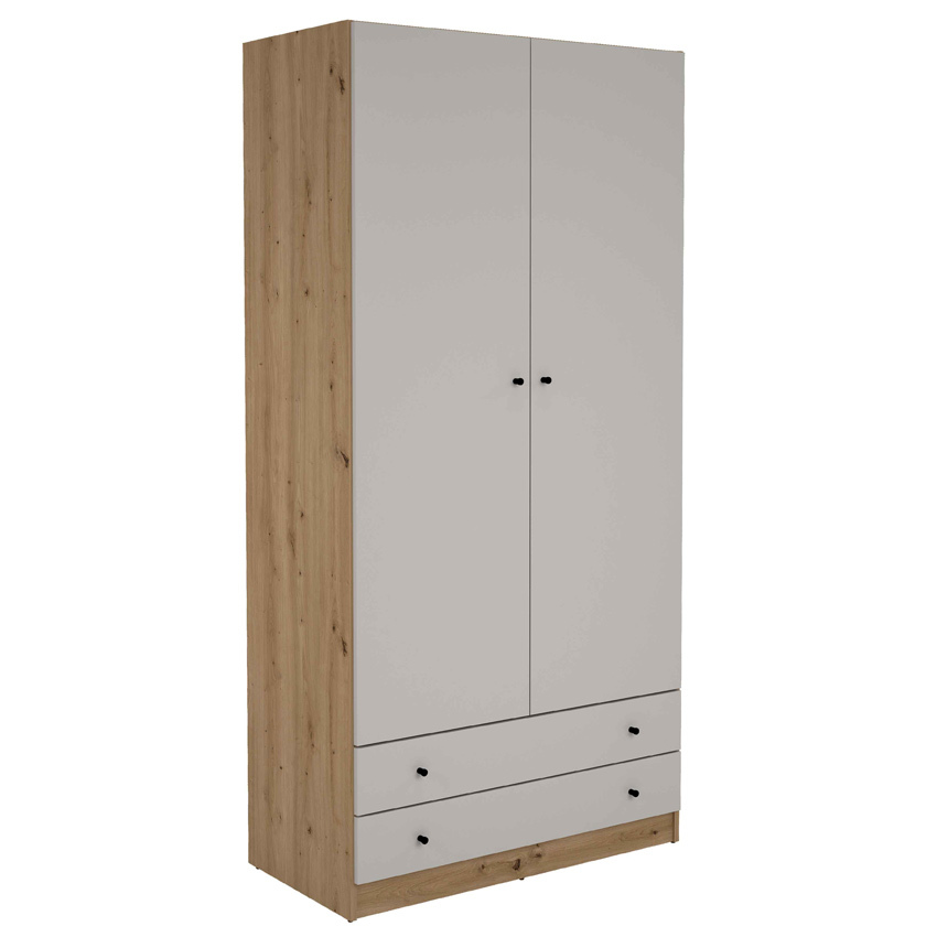 Armario 2 Puertas 2 Cajones Roble Albar Gris Claro Ref.649