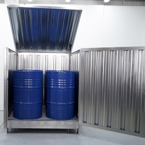 Caseta Seguridad Galvanizada con Cubeta para 4 Bidones Ref.14018