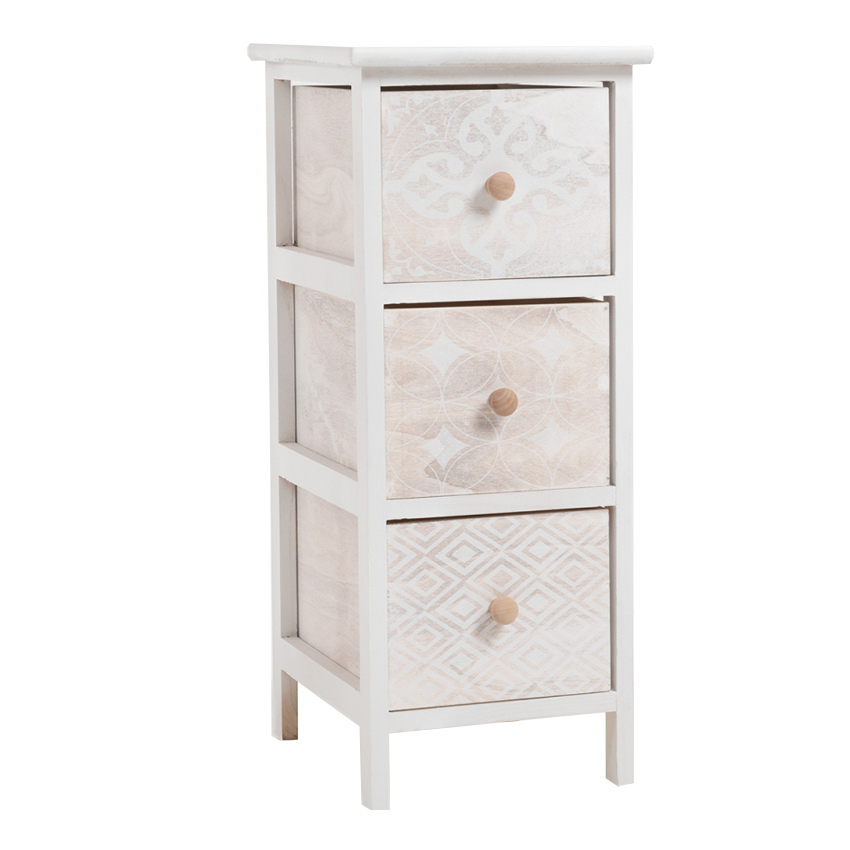Mueble Estrecho Betma Blanco Beige 3 Cajones 
