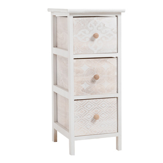 Mueble Estrecho Betma Blanco Beige 3 Cajones 