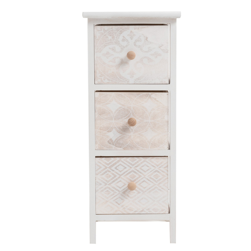 Mueble Estrecho Betma Blanco Beige 3 Cajones 