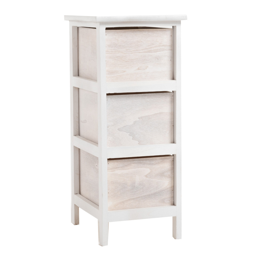Mueble Estrecho Betma Blanco Beige 3 Cajones 