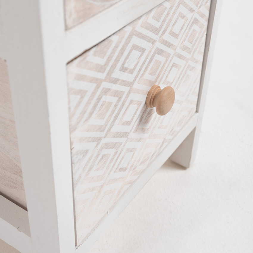Mueble Estrecho Betma Blanco Beige 3 Cajones 