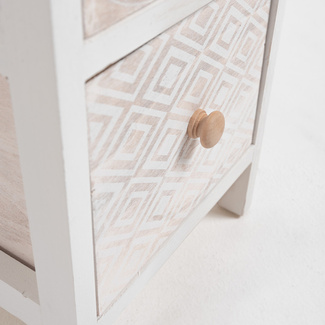 Mueble Estrecho Betma Blanco Beige 3 Cajones 