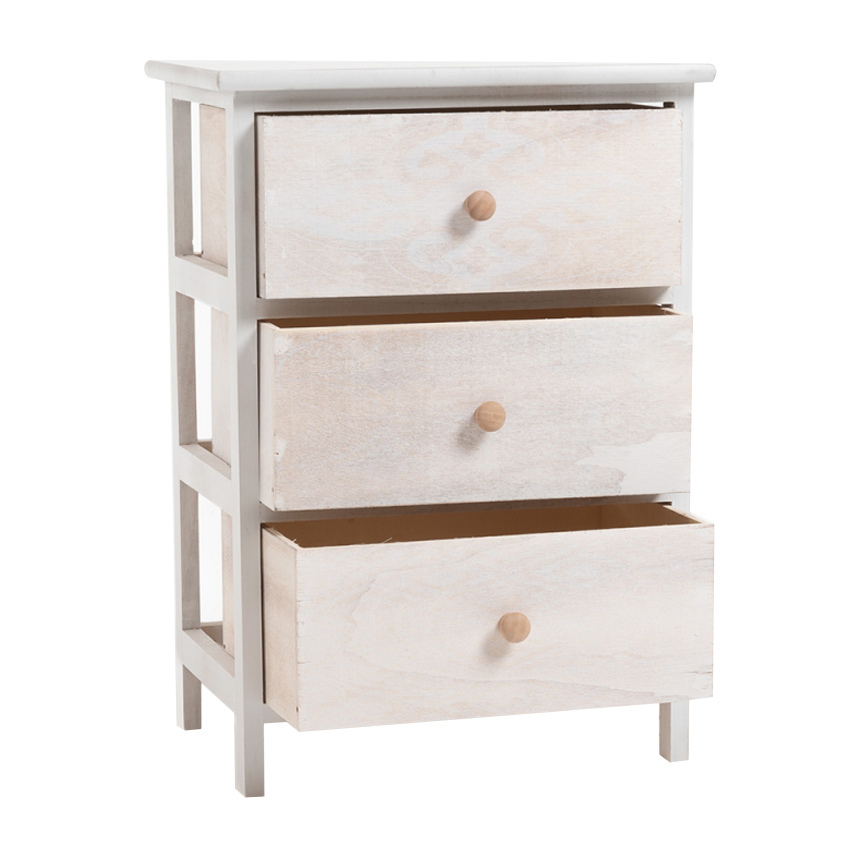 Mueble Ancho Betma Blanco Beige 3 Cajones  