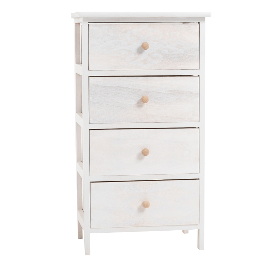 Mueble Ancho Betma Blanco Beige 4 Cajones   